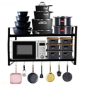 Wall-Mounted Kitchen Organizer 2-Tier Rack with Hooks for Pots & Pans