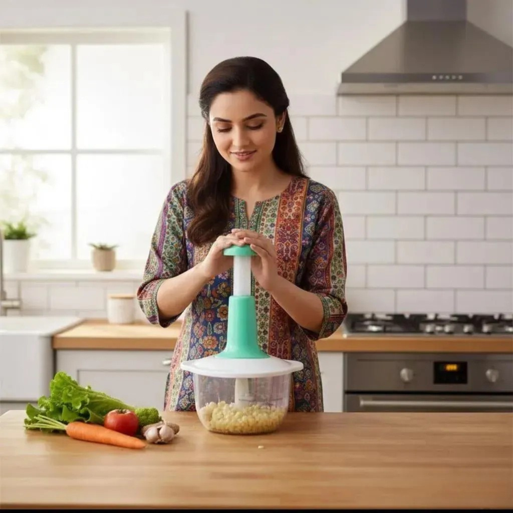 Vegetable Push Chopper 1.5L Manual Hand Chopper for Home Kitchen