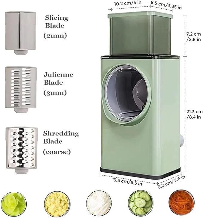 Manual Food Chopper 3 Blades Slice Dice Shred for Home Kitchen