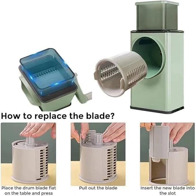 Manual Food Chopper 3 Blades Slice Dice Shred for Home Kitchen