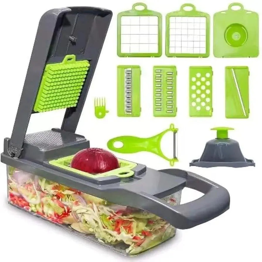 16-in-1 Manual Food Chopper Slice Dice Shred with Transparent Tray