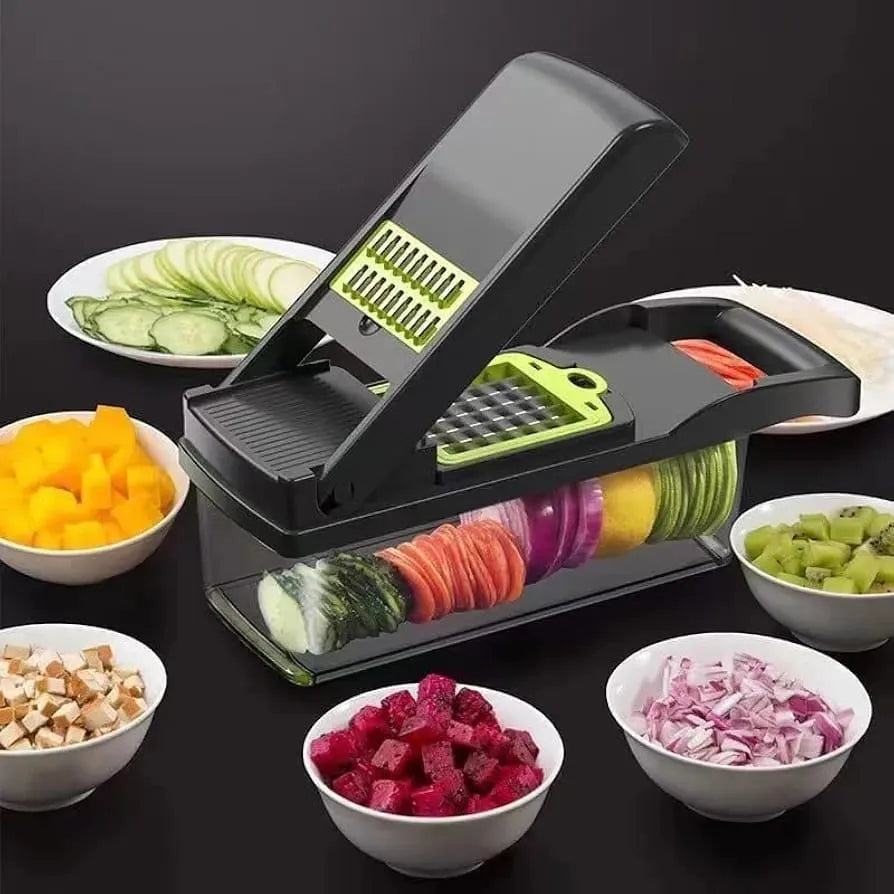 16-in-1 Manual Food Chopper Slice Dice Shred with Transparent Tray