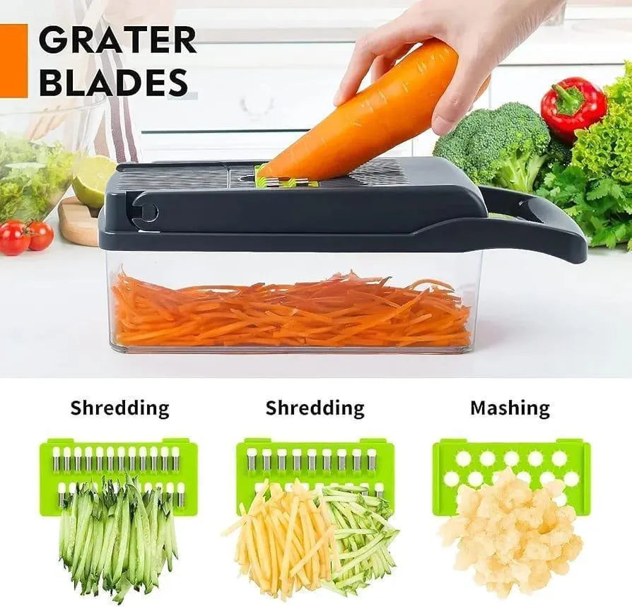 16-in-1 Manual Food Chopper Slice Dice Shred with Transparent Tray