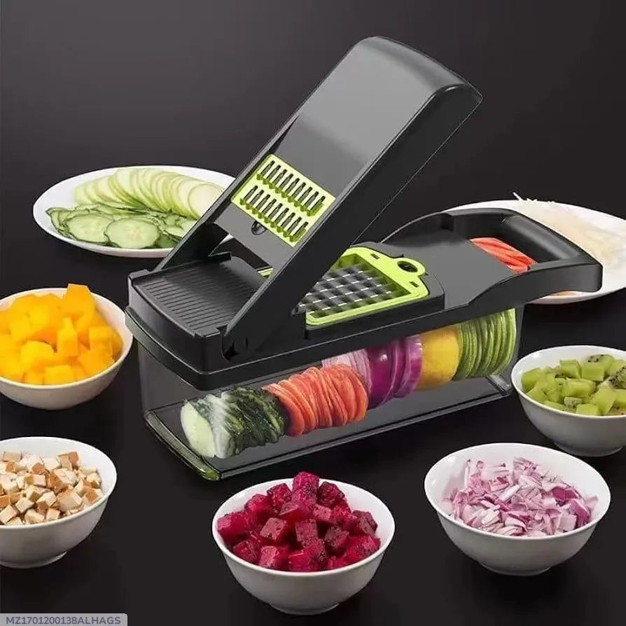 16-in-1 Manual Food Chopper Slice Dice Shred with Transparent Tray
