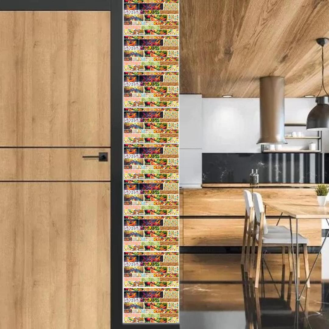 Kitchen Wall Stickers 50 Pcs Self-Adhesive Waterproof Fruit Tile Design