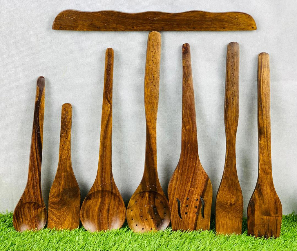 Wooden Kitchen Spoon Set 7 Piece Natural Wood Cooking Utensils Pakistan