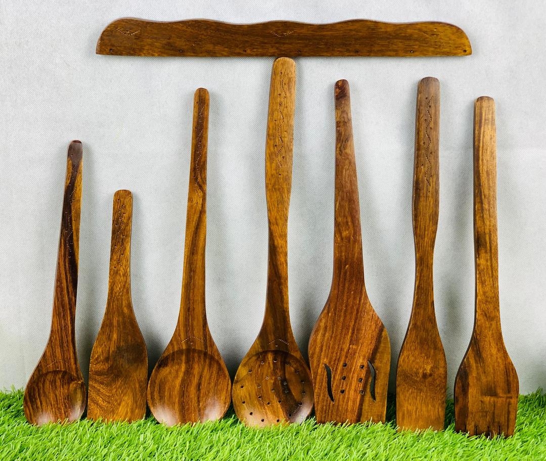 Wooden Kitchen Spoon Set 7 Piece Natural Wood Cooking Utensils Pakistan