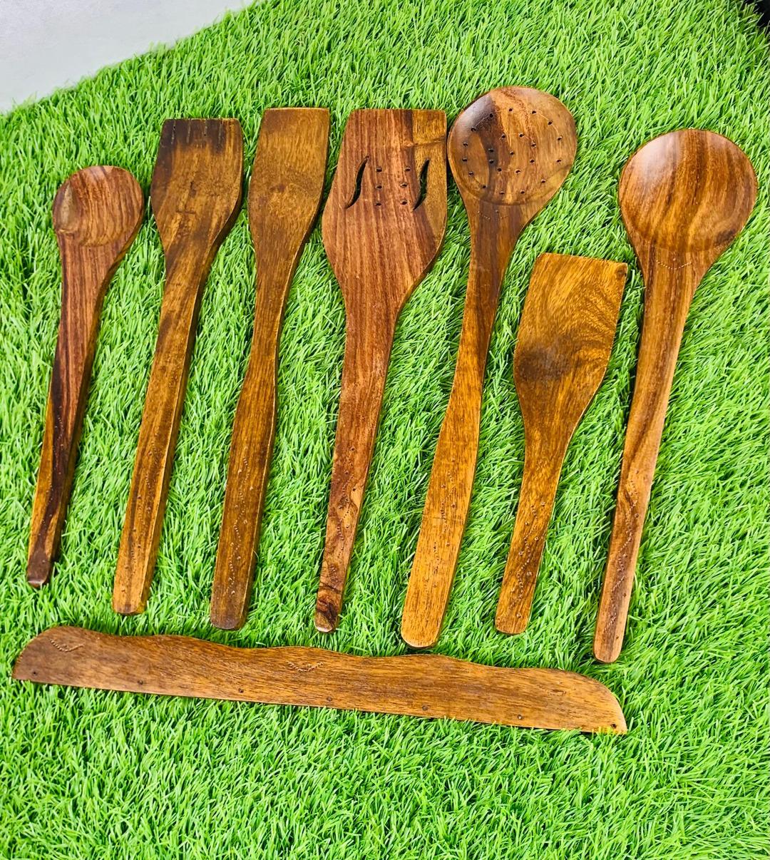 Wooden Kitchen Spoon Set 7 Piece Natural Wood Cooking Utensils Pakistan