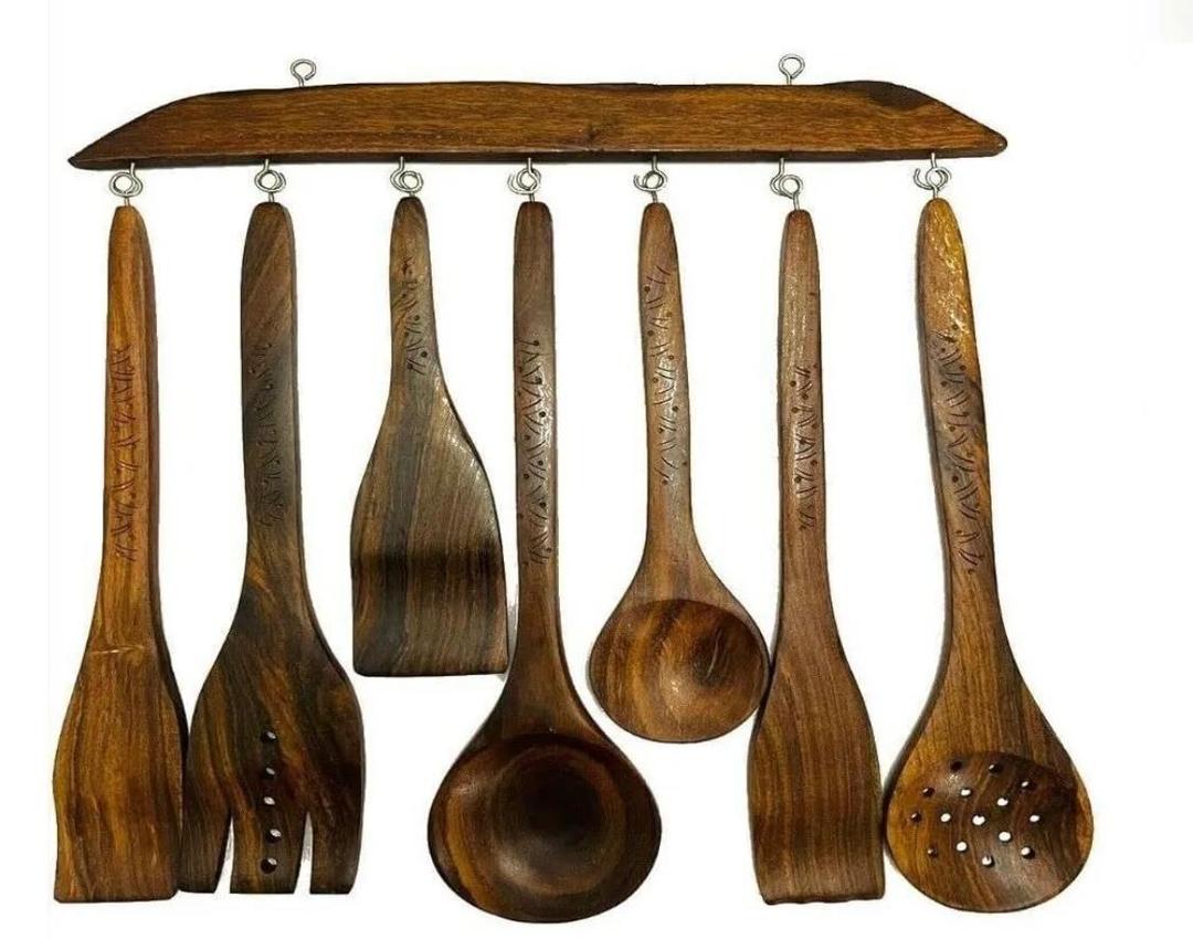Wooden Kitchen Spoon Set 7 Piece Natural Wood Cooking Utensils Pakistan