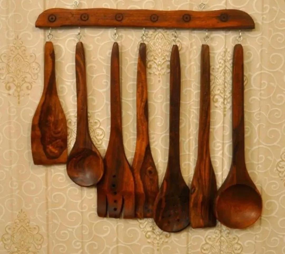 Wooden Kitchen Spoon Set 7 Piece Natural Wood Cooking Utensils Pakistan