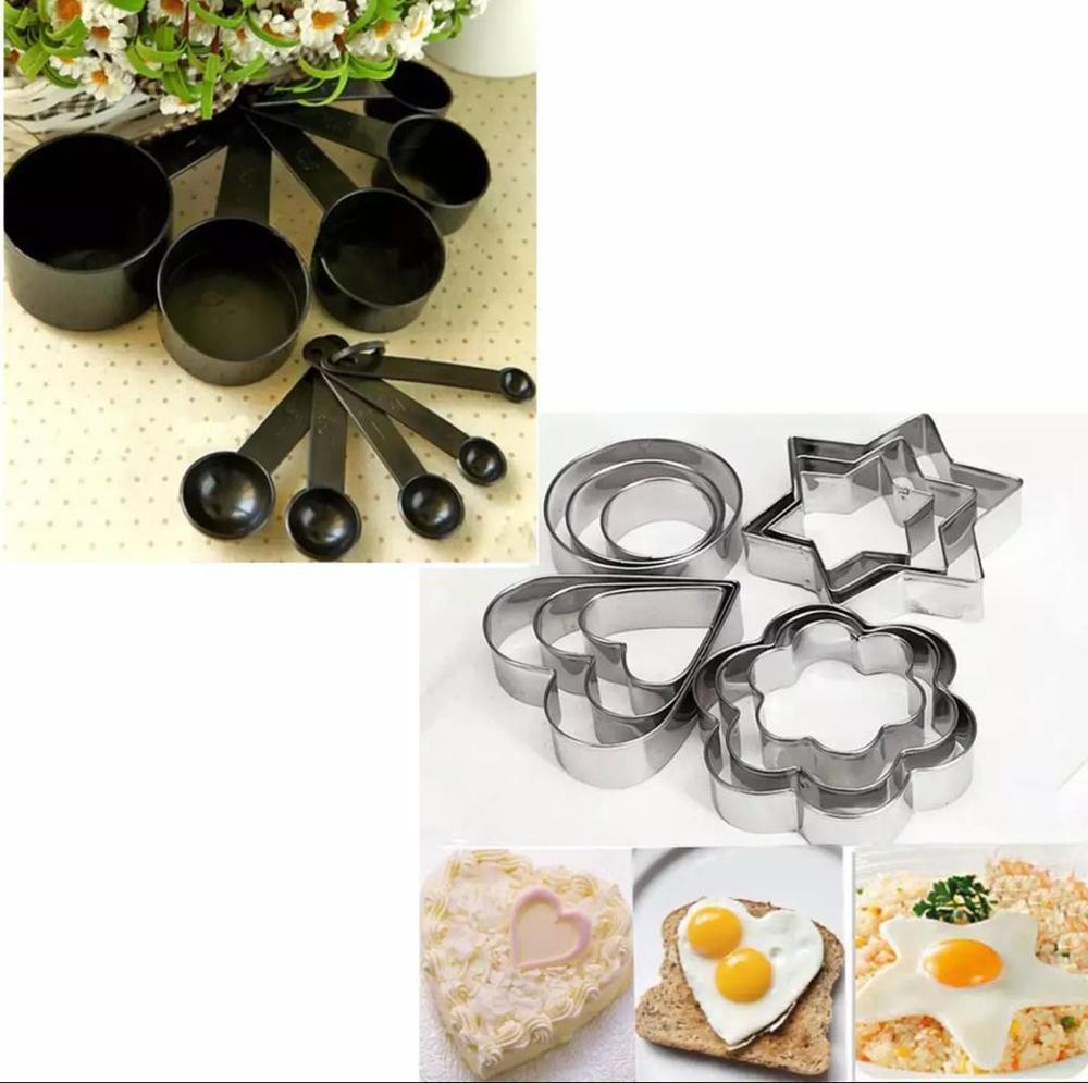 Kitchen Measuring Spoon Set 10 Spoons & 12 Cookie Cutters Combo Pack